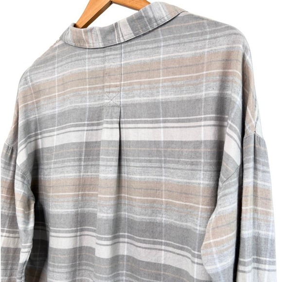 Prana Womens Plaid Button Down Flannel Shirt Long Sleeve Casual Beige Size L - Picture 7 of 8